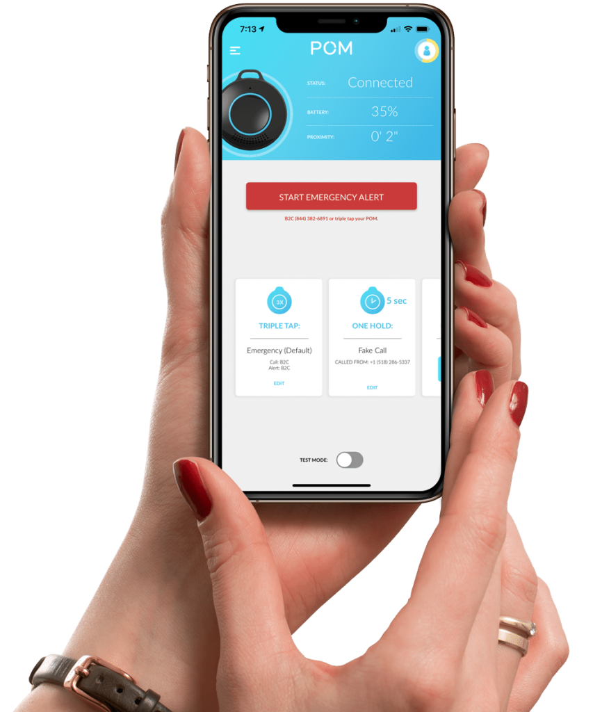 Pom Safe gives you control on who you alert, what fake calls you generate and where your virtual guardian should be directly through the Pom Safe App